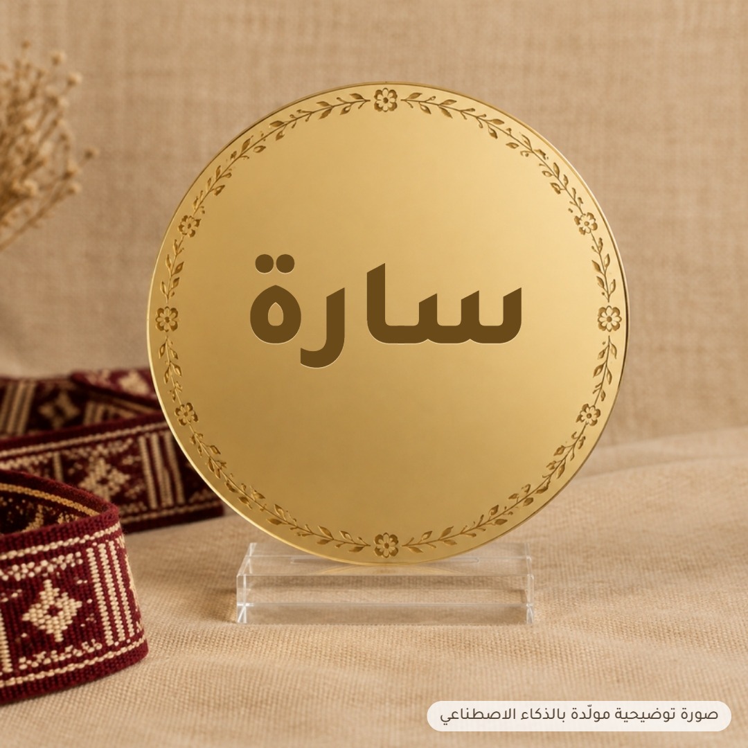 لوحة أكريليك ذهبية دائرية بالاسم