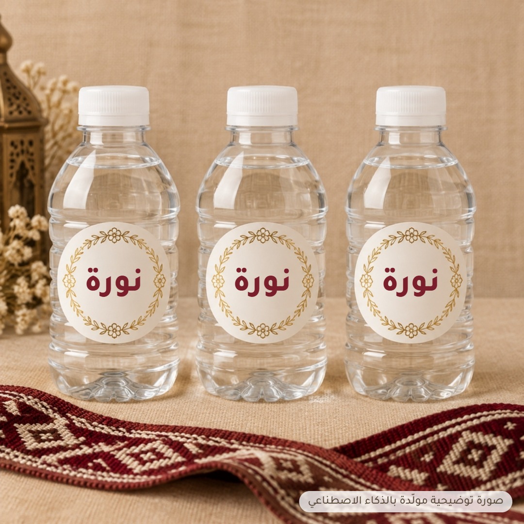 ستيكرات قوارير ماء بالاسم للمناسبات